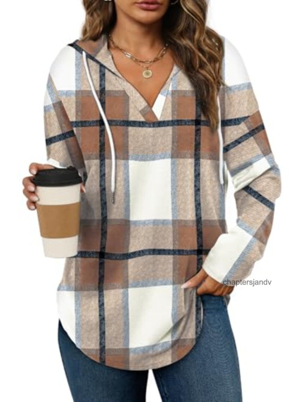 Womens Oversized Pullover Hoodie Long Sleeve V-Neck Casual Sweatshirt